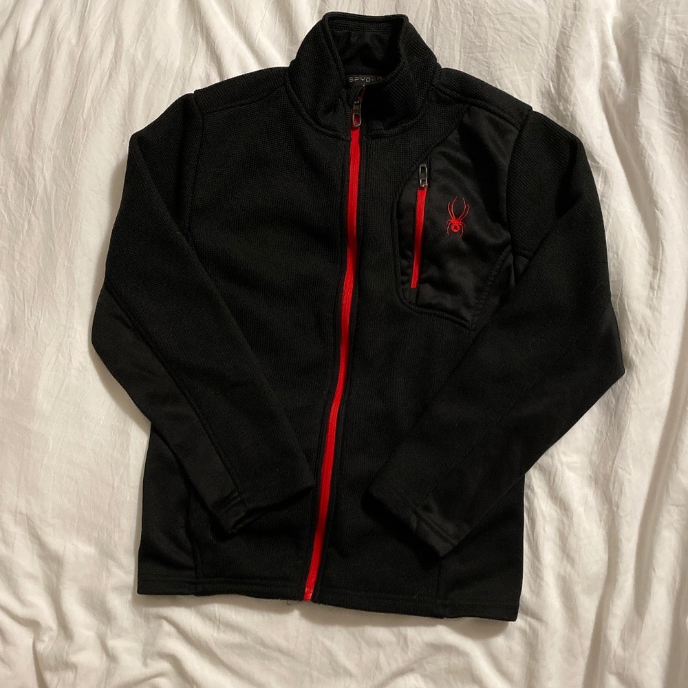 Spyder Raider Black & Red Boys Jacket Full Front Zip.  Size M (10/12).